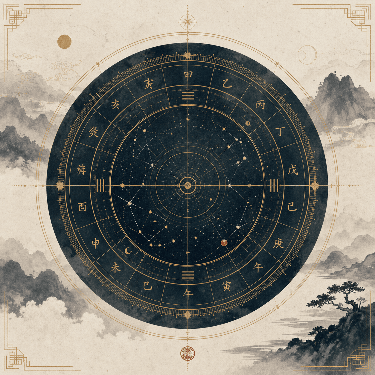 Abstract Eastern celestial birth chart